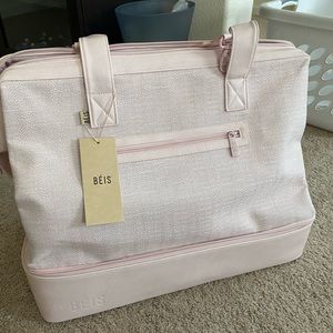 Beis Weekender Bag in Sakura Woven Pink